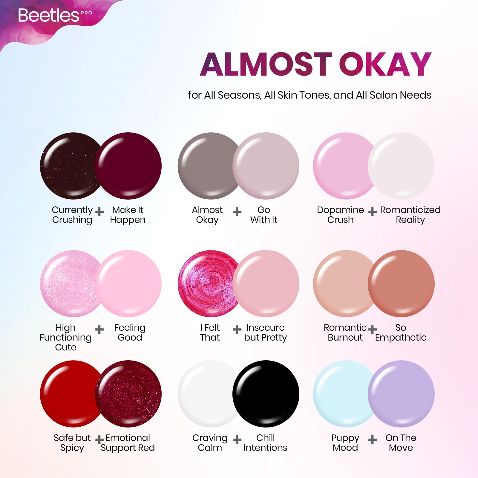 Gel Nail Kit PRO Colorists Almost Okay Collection 18 Colors All-Season Shades